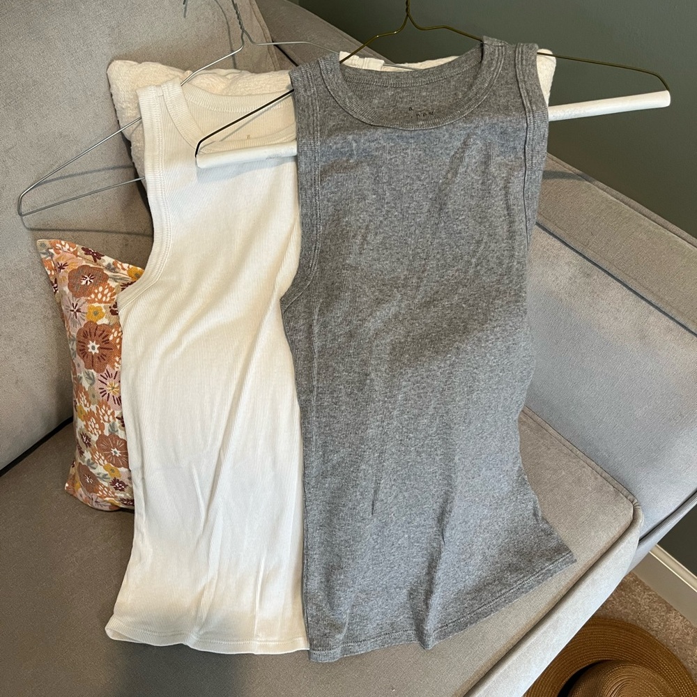 a new day Heather Gray and White Tank Tops - high neck